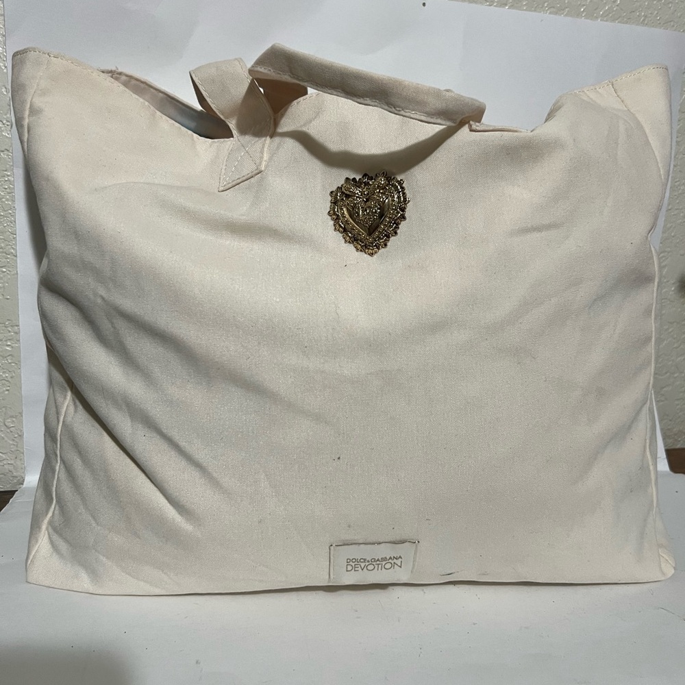 Dolce & Gabbana Devotion Cream Canvas Tote